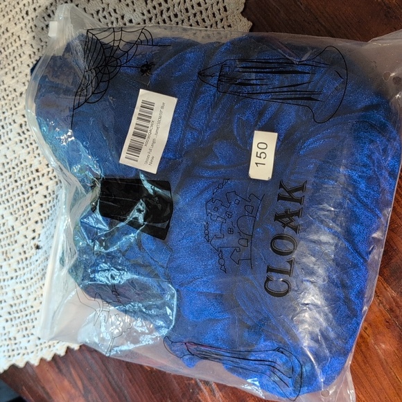 Deep Blue Velvet Cloak * 59 Inches Long Plus 14 Inch Hood * Halloween * Spooky - Picture 7 of 11